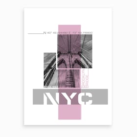 Poster Art Nyc Brooklyn Bridge Details Pink Art Print