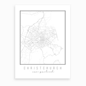 Christchurch New Zealand Street Map Art Print