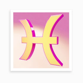 Zodiac Pink And Yellow Sign Pisces Art Print