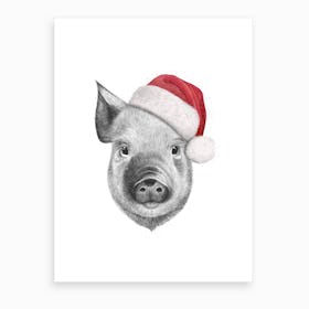 Christmas Pig Art Print