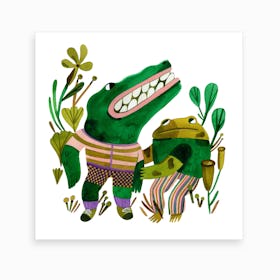 Alligator and Toad Art Print
