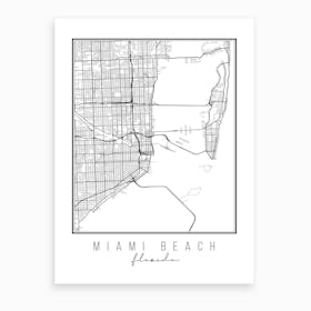 Miami Beach Florida Street Map Art Print