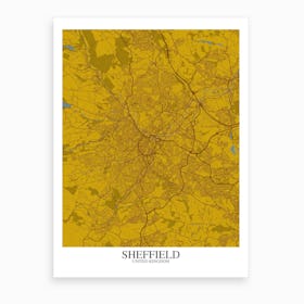 Sheffield Yellow Blue Map Art Print
