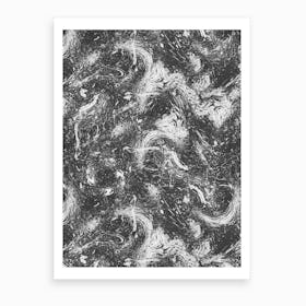 Abstract Dripping Painting Black White Art Print