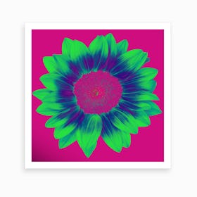 Neon Sunflower Square Art Print