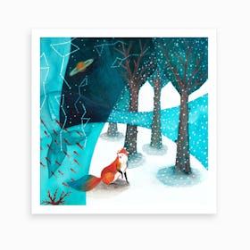 Fox And Whale 5 Art Print