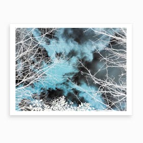 Green And Monchrome Trees And Clouds Art Print