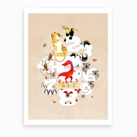 One Two Three Animals Art Print