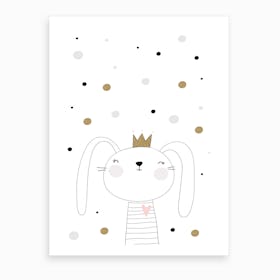 Scandi Cute Bunny With Star Art Print