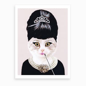 Audrey Hepburn Cat Art Print