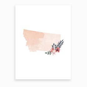 Montana Watercolor Floral State Art Print