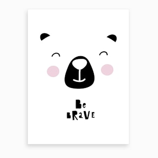 Scandi Be Brave Bear Face Art Print