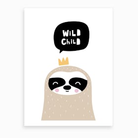Scandi Wild Child Sloth Art Print