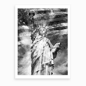 Monochrome Art Statue Of Liberty Art Print