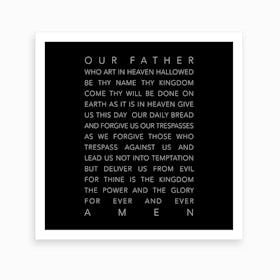 Our Father Who Art In Heaven Black Art Print