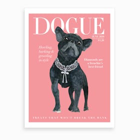 Fashion Frenchie Dogue Pink Art Print