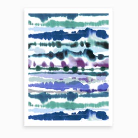 Soft Nautical Watercolor Lines Blue Art Print