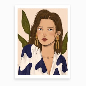 Model And Leaves Art Print