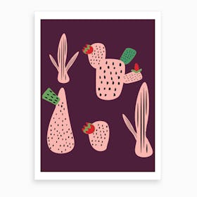 Mid Mod Cactus Purple Art Print