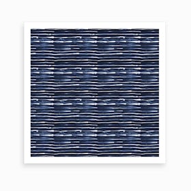 Electric Lines Navy Square Art Print