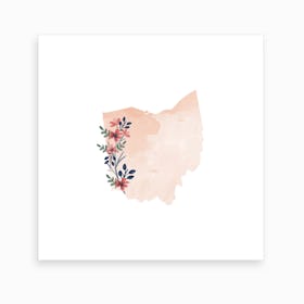 Ohio Watercolor Floral State Art Print