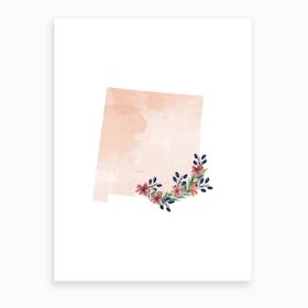 New Mexico Watercolor Floral State Art Print