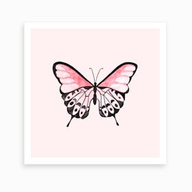 Pink Butterfly Square Art Print