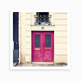 Paris Hot Pink Door Art Print