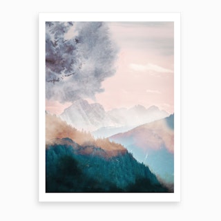 Rainbow Colour Mountains Art Print