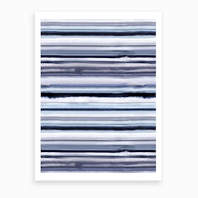 Degrade Stripes Watercolor Navy Art Print