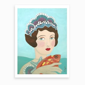 Woman And Seashells Art Print