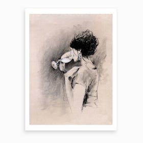 Woman With Wine Illustration  Art Print