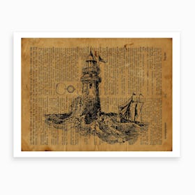 Lighthouse And Boat Art Print
