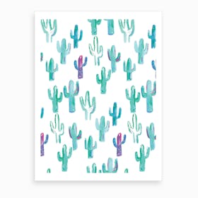 Painted Cactus Pattern Art Print