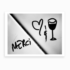 Merci Love Wine Art Print