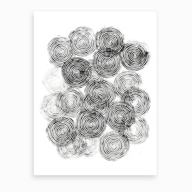 Radial Block Print In White And Black Art Print