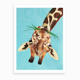 Upside Down Giraffe Art Print