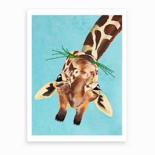 Upside Down Giraffe Art Print