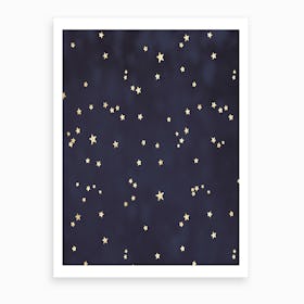 Royal Blue with Gold Stars Art Print