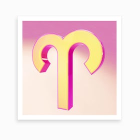Zodiac Pink And Yellow Sign Aries Art Print