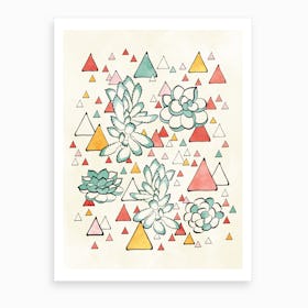Succulent And Triangles Art Print