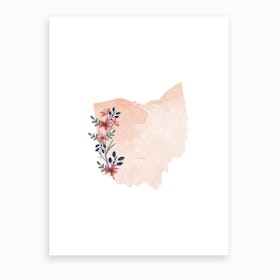 Ohio Watercolor Floral State Art Print