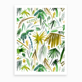 Brushstrokes Tropical Palms Green Art Print