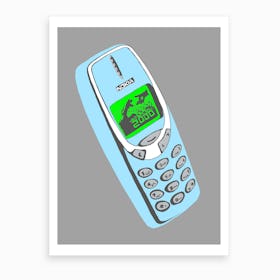 Retro 2000 Mobile Phone Blue Art Print