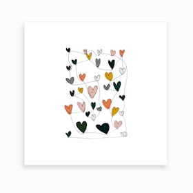 Colourful Continuous Hearts2 Art Print