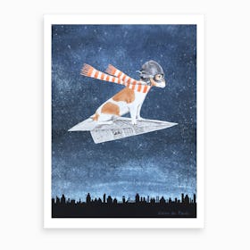 Jack Russell On Paper Plane Art Print