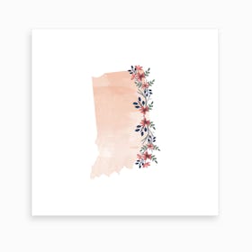 Indiana Watercolor Floral State Art Print