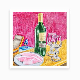 Ham And Wine Art Print