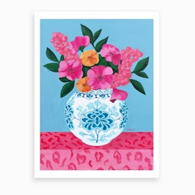 Chinoiserie Vase And Flowers Art Print