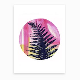 Fern On Pink And Lime Art Print
